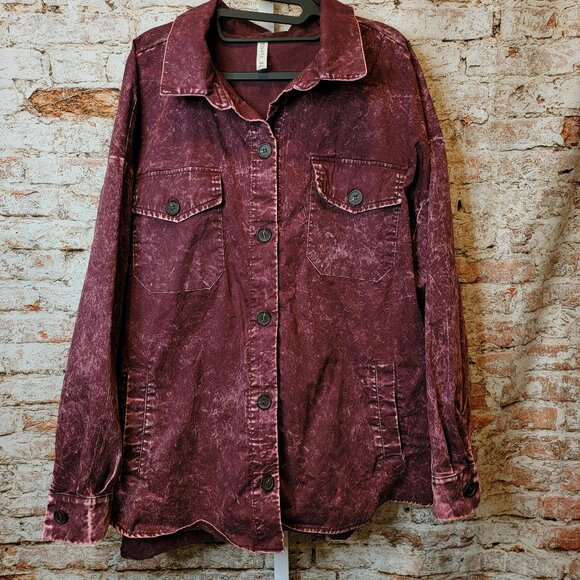 Upcycled Pink Floyd Band Tee Mineral Washed Shirt Jacket, size 2X - Picture 2 of 8